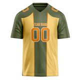 Custom Unisex Olive Gray & Light Yellow Pattern Football Jersey