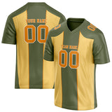 Custom Unisex Olive Gray & Light Yellow Pattern Football Jersey