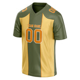 Custom Unisex Olive Gray & Light Yellow Pattern Football Jersey