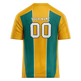 Custom Unisex Gold & Dark Green Pattern Football Jersey