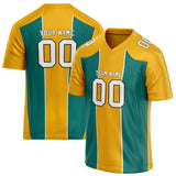 Custom Unisex Gold & Dark Green Pattern Football Jersey