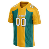 Custom Unisex Gold & Dark Green Pattern Football Jersey