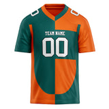 Custom Unisex Kelly Green & Orange Pattern Football Jersey