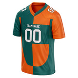 Custom Unisex Kelly Green & Orange Pattern Football Jersey