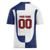 Custom Unisex White & Navy Pattern Football Jersey