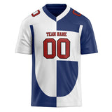 Custom Unisex White & Navy Pattern Football Jersey