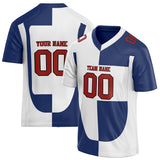 Custom Unisex White & Navy Pattern Football Jersey