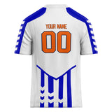 Custom Unisex White & Blue Pattern Football Jersey