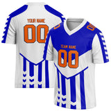 Custom Unisex White & Blue Pattern Football Jersey