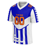 Custom Unisex White & Blue Pattern Football Jersey