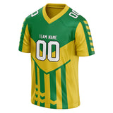 Custom Unisex Yellow & Kelly Green Pattern Football Jersey