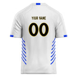 Custom Unisex White & Blue Pattern Football Jersey