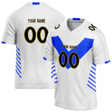 Custom Unisex White & Blue Pattern Football Jersey