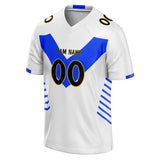 Custom Unisex White & Blue Pattern Football Jersey