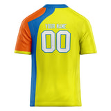 Custom Unisex Fluorescent Yellow & Blue Pattern Football Jersey