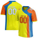 Custom Unisex Fluorescent Yellow & Blue Pattern Football Jersey