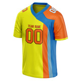 Custom Unisex Fluorescent Yellow & Blue Pattern Football Jersey