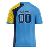 Custom Unisex Blue & Yellow Pattern Football Jersey