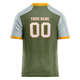 Custom Unisex Gray & Olive Green Pattern Football Jersey