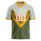 Custom Unisex Gray & Olive Green Pattern Football Jersey