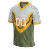 Custom Unisex Gray & Olive Green Pattern Football Jersey