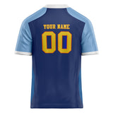 Custom Unisex Navy & Light Blue Pattern Football Jersey