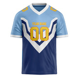 Custom Unisex Navy & Light Blue Pattern Football Jersey