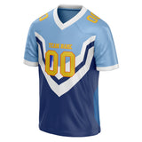 Custom Unisex Navy & Light Blue Pattern Football Jersey