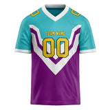 Custom Unisex Purple & Teal Pattern Football Jersey