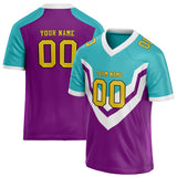 Custom Unisex Purple & Teal Pattern Football Jersey