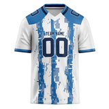 Custom Unisex White & Blue Pattern Football Jersey