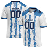 Custom Unisex White & Blue Pattern Football Jersey