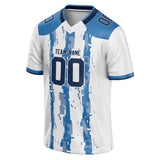 Custom Unisex White & Blue Pattern Football Jersey