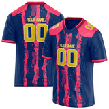 Custom Unisex Navy & Pink Pattern Football Jersey