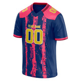 Custom Unisex Navy & Pink Pattern Football Jersey