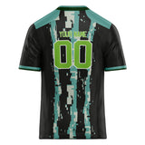 Custom Unisex Teal & Black Pattern Football Jersey