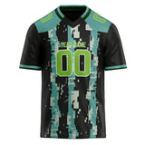 Custom Unisex Teal & Black Pattern Football Jersey