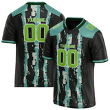 Custom Unisex Teal & Black Pattern Football Jersey