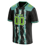 Custom Unisex Teal & Black Pattern Football Jersey