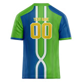 Custom Unisex Kelly Green & Blue Pattern Football Jersey