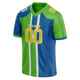 Custom Unisex Kelly Green & Blue Pattern Football Jersey