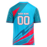 Custom Unisex Light Blue & Red Pattern Football Jersey