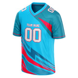 Custom Unisex Light Blue & Red Pattern Football Jersey