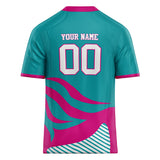 Custom Unisex Teal & Pink Pattern Football Jersey