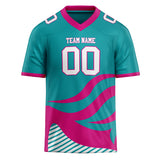 Custom Unisex Teal & Pink Pattern Football Jersey