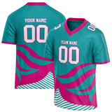 Custom Unisex Teal & Pink Pattern Football Jersey