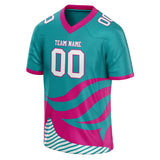 Custom Unisex Teal & Pink Pattern Football Jersey