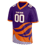 Custom Unisex Purple & Orange Pattern Football Jersey