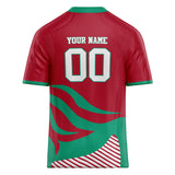 Custom Unisex Red & Green Pattern Football Jersey