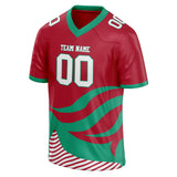 Custom Unisex Red & Green Pattern Football Jersey